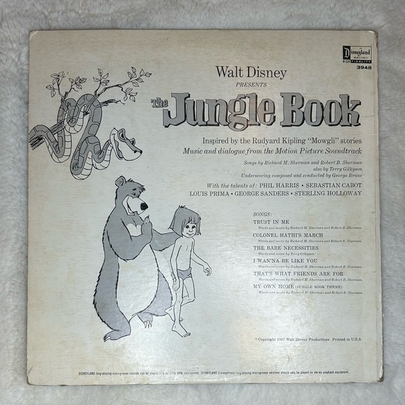 Vintage Walt Disney The Jungle Book 1967 Vinyl LP Record 3948 - Picture 2 of 6